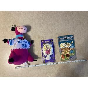 Vtg Flintstones Book Dino Dinosaur Plush Stuffed Toy 1994 Panthers #85 And Light